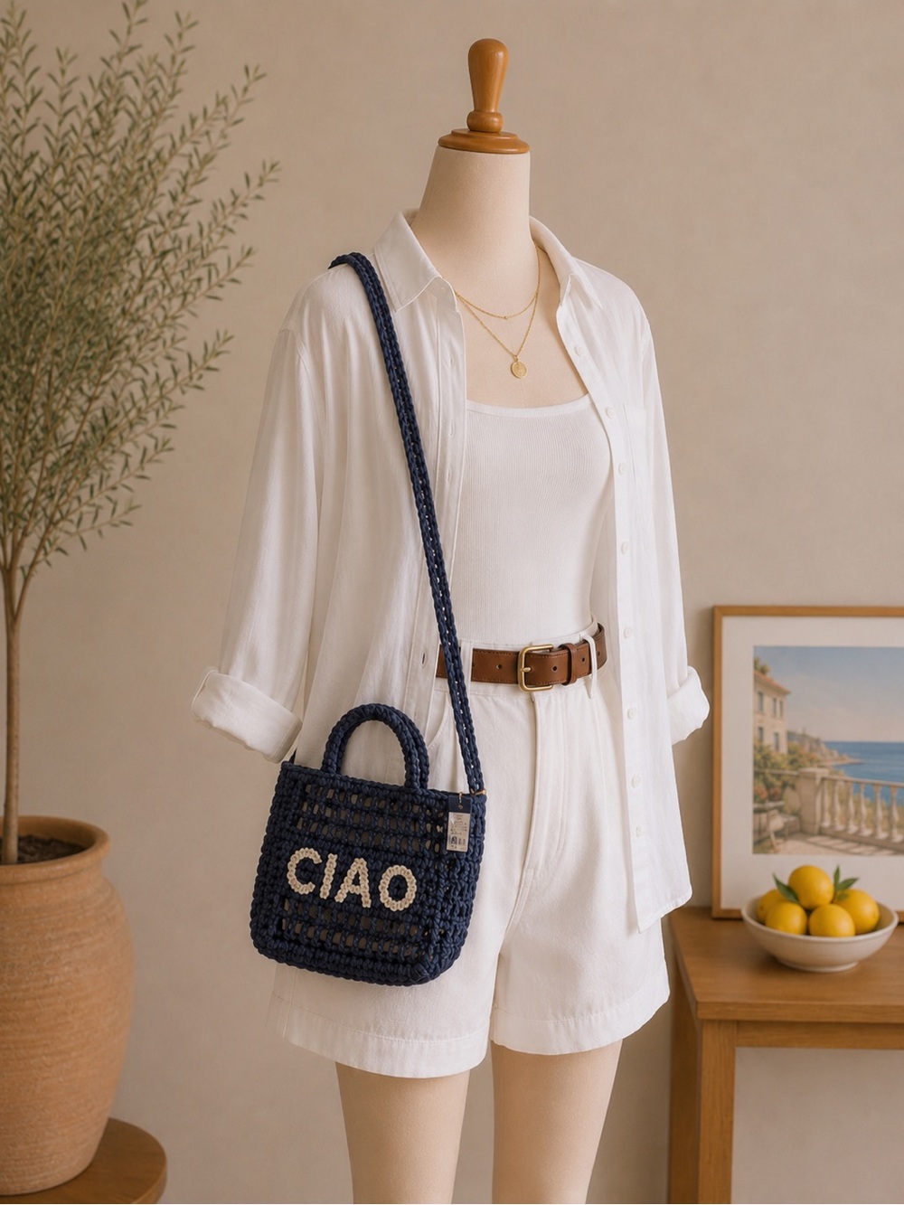 Universal Thread Woven Navy 'CIAO' Shoulder Bag for Women